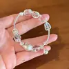 Pulsera de Bolas de Cristal para Codo de Gato Kt de Plata Pura 999 para Mujer Diseño Simple Hecho a Mano Pulsera de Moda Elegante B6887