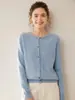 Cárdigan de cachemir trenzado con cuello redondo para mujer, nuevo de otoño e invierno 2024, suéter de punto de manga larga, top con botones, abrigo versátil