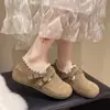 Populares zapatos Birkenstock retro de suela gruesa y cobertura total para mujer, nuevos zapatos de otoño 2026 estilo japonés con ribete de encaje para mujer