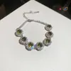 Um Toque de Verde Oliva~ Pulseira Flor Folha de Zircônia Oval, Pulseira Doce Estilo Floresta, Joias com Sensação de Luxo Leve e de Alta Qualidade