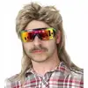 Peluca de estilo rockero europeo y americano transfronterizo para hombre, peluca de pelo corto rizado esponjoso estilo mullet de los años 80, pelucas de fibra química, tocado
