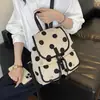 Mochila de Lino con Lunares de Gran Capacidad para Mujer, Nuevo Estilo Coreano 2026 Bolso de Mano de Lunares, Mochila Versátil para Viajes Diarios