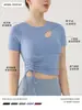 Traje de Yoga de Alta Gama de Manga Corta para Mujer Primavera y Verano Top Deportivo con Almohadilla en el Pecho Cordón Ajustable Corte Entallado Adelgazante Traje de Entrenamiento Fitness