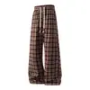 Pantalones rectos de primavera y otoño, versátiles para el uso diario, a cuadros, estilo casual
