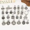 Accesorios de Plata de Xizang Patrón de Nube Retro Mariposa Loto Carpa Cuentas Separadoras Pulsera de Cristal con Cuentas DIY Accesorios para Joyería