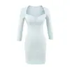 Atmósfera de puro deseo escote en forma de corazón manga siete con copas vestido ajustado verano entallado minifalda hot girl mujer