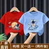 Top de Algodão Puro Roupas de Verão para Bebê Camiseta Base Estilosa com Desenho Camiseta da Moda Camiseta para Meninos 2026 Nova Manga Curta de Verão para Crianças