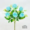 Haste Única com 6 Botões de Rosa, Decoração de Flor de Rosa Artificial, Flor de Seda, Flor de Tecido, Decoração de Ambiente, Decoração de Arte Floral, Decoração para Casa