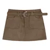 150 Falda Corta Maillard de Gamuza para Mujer Otoño Retro Sexy Falda Corta Cintura Alta Falda de Cadera Línea A