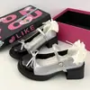 Combinado com uma saia de alça única, sapatos Mary Jane estilo francês, sapatos pequenos de couro com salto grosso para mulheres, novo modelo 2026 com tira de laço