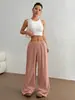 2026 Transfronterizo Europeo y Americano Amazon Nuevo Estilo Algodón Puro Moda Casual Color Sólido Holgado Pierna Ancha Longitud de Piso Pantalones de Pierna Ancha