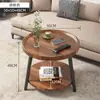 Mesa de Centro Minimalista Nórdica Pequena para Apartamento, Mesa Lateral Redonda para Varanda, Mesa Lateral de Camada Dupla para Sala de Estar, Mesa Redonda Pequena de Cabeceira para Pousada, Atacado