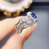 Anillo de Zafiro Natural Popular al por Mayor de Fábrica Plata S925 Incrustado con Piedra Principal 5*7 Fábrica de Joyería de Lujo Venta Directa