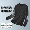Camiseta masculina de manga comprida, camada interna de outono, camiseta base masculina elástica de corte solto, camiseta estampada estilo coreano ins