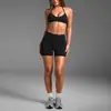 Conjunto de sutiã esportivo com gola halter transpassada para mulheres, costas bonitas, realçador de busto, top fitness push-up, peça externa para yoga, conjunto de lingerie
