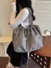 Bolsa tote casual simples de ombro único estilo coreano para o inverno, nova bolsa de veludo cotelê fashion versátil de grande capacidade com cordão para o dia a dia