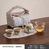Mesa de Hielo Pintado a Mano Bolsa de Tela Dangui Un Juego de Té Kung Fu de Una Olla y Dos Tazas Tetera Taza de Té Juego de Té de Viaje Portátil