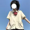 Uniforme Escolar JK para Mujer Traje de Estudiante Camisa de Manga Corta con Cuello de Muñeca Estilo Universitario Departamento Salado Falda Plisada Conjunto de Dos Piezas