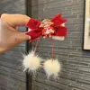Venta Caliente de Año Nuevo Pasadores para Niña Accesorios para el Cabello Festivos de Año Nuevo Rojo Infantil Dibujos Animados Moño Accesorios para el Cabello Festivos al por Mayor