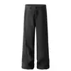 Pantalones Casuales Rectos de Tela Negra Plisada High Street para Hombre, Novedad Primavera y Verano, Diseño Machete, Pantalones Casuales de Tela