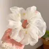 Doncella de Pelo Bordada Colorida de Organza, Esponjosa y Versátil, Estilo Dulce y Perezoso, Coletero de Alta Gama para Peinados de Moño