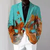 Chaqueta de Manga Larga con Botones, Pigmento Salpicado, Temperamento Iridiscente, Traje de Moda para Sesión de Fotos de Revista, Parte Superior WL8, Resistente a las Arrugas