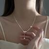 Collar de lazo de plata esterlina S925 para mujer, cadena de clavícula con borla de corazón, de lujo, ligera, de verano, 2022