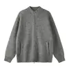 Cardigã de tricô liso de cor sólida com zíper duplo, estilo retro Old Money, unissex, estilo americano, que rejuvenesce, peça de outer wear casual de tricô para casais