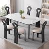 Mesa de Jantar e Cadeiras em Madeira Maciça Estilo Meio do Século, Mesa Oval Creme Moderna Minimalista Francesa, Mesa de Jantar para Casa para Apartamento Pequeno