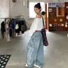 Jeans Vintage de Personalidad Callejera con Estampado de Letras Estilo Americano Transfronterizos con un Diseño Único, Pantalones Rectos Holgados en Stock