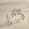 Pulsera de Metal Estilo Europeo y Americano con Patrón de Hojas, Moda Transfronteriza, Pulsera Elegante y Audaz, Joyería Versátil de Gama Alta de Nicho para Mujeres