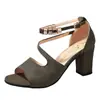Moda de Verano Transfronteriza Europea y Americana Nuevos Estilos 2023 Al por Mayor Sandalias de Tacón Alto con Cuentas de Moda Sandalias Peep-Toe para Mujer Al por Mayor Tallas Grandes