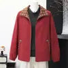 Abrigo corto de primavera y otoño para madres de mediana edad y mayores, top casual nuevo para mujer de talla grande, chaqueta holgada y adelgazante, grueso