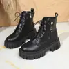 Botas Martin Curtas Femininas 2023 Outono/Inverno Nova Moda Coreana Cano Médio Sapatos Femininos Sola Grossa Cadarço Zíper Lateral Botas Femininas