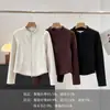 Emagrecedor de Cintura~ Gola Alta Estilosa Lado Duplo de Lã Corte Tridimensional À Prova de Vento para Exterior Jaqueta Interna Quente Roupa de Outono