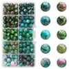 Venta caliente de Amazon 10 rejillas Vidrio degradado cuentas sueltas jade roto cuentas de flor de hielo en caja set de accesorios para joyería DIY