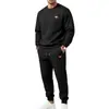 Conjunto esportivo casual de malha jacquard texturizada waffle liso para outono e inverno, masculino, europeu e americano, a pronta entrega