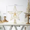 Estrella para la Cima del Árbol con Luces Adorno 3D para Decoración del Árbol de Navidad Accesorios Estrella de Cinco Puntas Dorada con Brillo de Hierro Forjado Decoraciones Navideñas