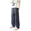 Pantalones de pana tie-dye estilo americano para hombre, nuevo modelo otoño e invierno, forrados de polar, cálidos, modernos, con caída, talla grande, pierna ancha, casual