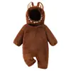 Ropa de Bebé Rompers de Una Pieza Estilo Dibujos Animados Manga Larga Otoño e Invierno Europeo y Americano Felpa Gruesa Forro Polar Ropa Infantil Ins