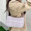 Bolsa de lã xadrez estilo coreano Bolsa feminina 2024 Nova chegada elegante ombro nas axilas Bolsa casual portátil pequena bolsa