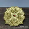 Coleção Antiga Esculpido à Mão Dourado Nuvens Auspiciosas Qilin Placa de Ouro Imitação Dinastia Tang Padrão de Louça Decoração de Casa Presente