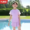 Traje de baño infantil mujer conservador protección solar conjunto de tres piezas verano nuevo bebé dividido secado rápido deportivo ins natación al por mayor