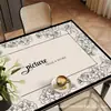 Porta-copos quadrado com estampa de couro retrô americano para sala de estar, mesa de jantar, mesa de centro, toalha de mesa à prova d'água, à prova de óleo, resistente ao calor, personalizável