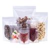 Bolsa de plástico transparente autoportante y autosellante para alimentos, cereales, té perfumado, bolsa sellada con ventana y ventana.