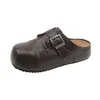 Mules Retro con Hebilla Aumentadores de Altura Interna Zapatillas de Casa sin Talón para Poner y Quitar Zapatillas Cerradas para Mujer Otoño 2026 Suela Gruesa