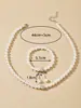 Conjunto de Joias de Pérola da Fábrica Original para Mulheres Colar Brincos Pulseira Conjunto de Três Peças Presente para Mãe Belas Fotos de Casamento