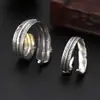 Anel de Prata de Lei S925 Atacado Anel Vintage de Prata Tailandesa Joias Anel Aberto de Pena Indiana Tendência Masculino e Feminino