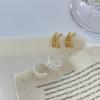 Exquisitos Aretes de Cuentas de Tres Capas Aretes Geométricos de Metal en Forma de C Aretes Pequeños de Diseño de Moda para Combinar con Todo Aretes para Combinar con Todo