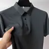 Polo de verano, camiseta de manga corta para hombre, nueva camiseta de malla jacquard de bambú con solapa de seda helada, camisa sencilla de color liso, ropa superior